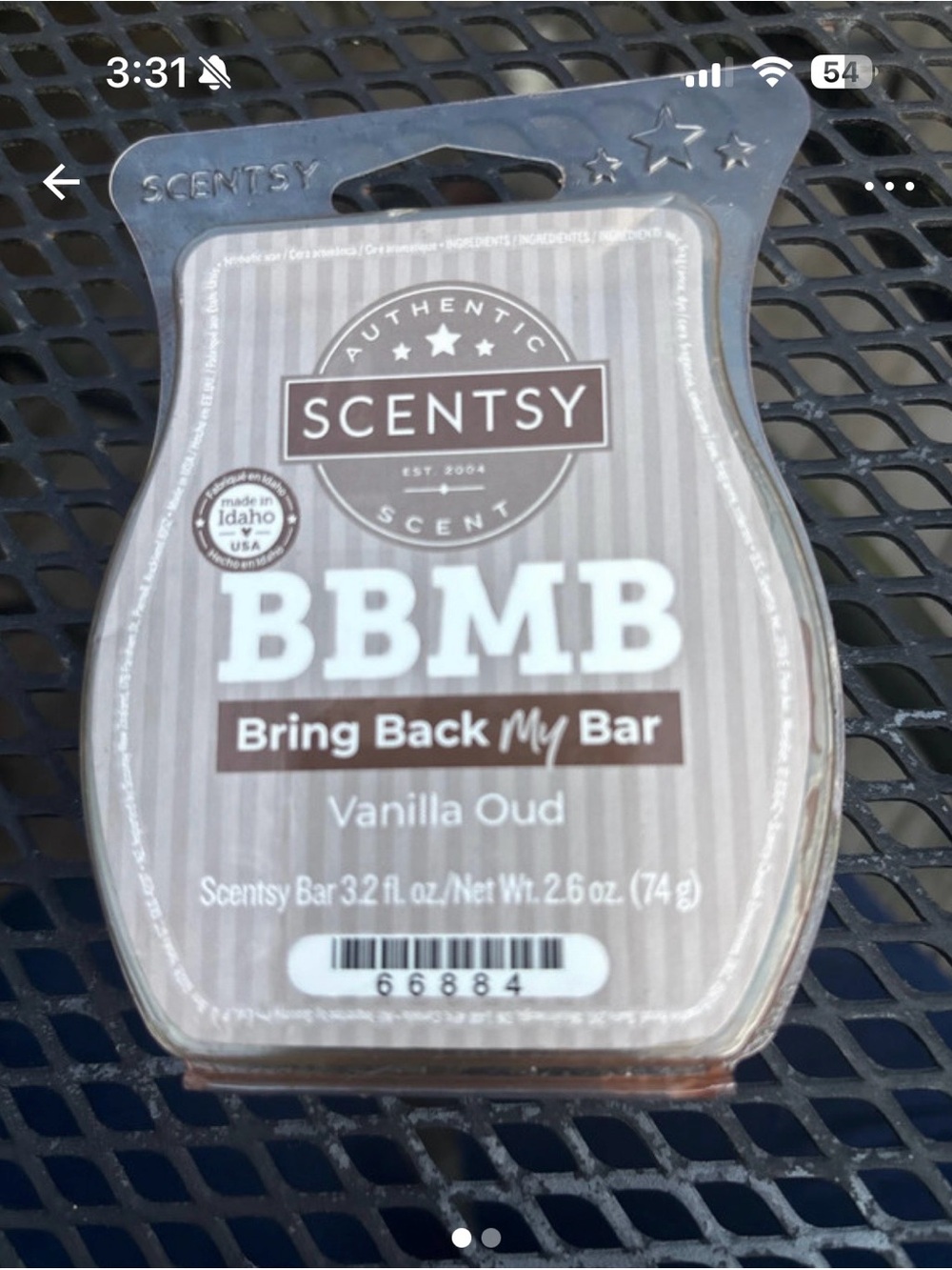 Scentsy Vanilla Oud BBMB Wax Bar - Brown